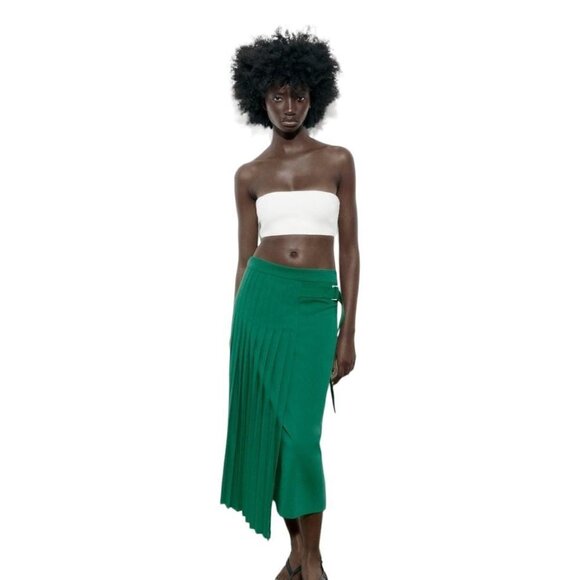 ZARA PLEATED SKIRT WITH BELT - LIMITED EDITION GREEN SIZE XS | 2586/408 - Picture 4 of 13